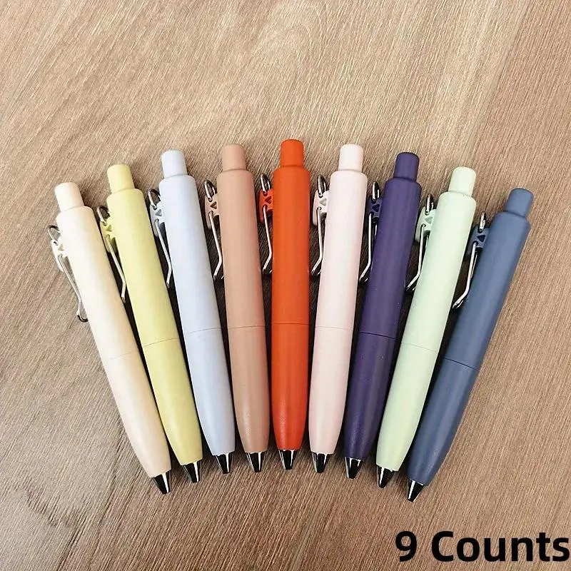0 Gravity Little Fat Ding Black Neutral Pen, 9 Counts Quick Dried Neutral Pen, Mini Pocket Pen, High Appearance Press Pen, Aesthetic Pens, Quick Dry Pens, Writing Tools