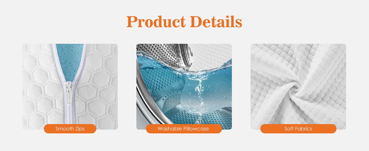 Memory Foam Pillows for Sleeping, Bed Pillows for Adults with Washable Cover and Breathable Mesh, Gel Cooling Pillow for Back and Side Sleeper Support