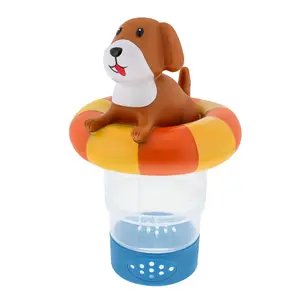 Puppy Dog Floating Pool Chlorine Dispenser, Collapsible Base, Holds 3" Tablets - 7" Fun Cute Pet Life Preserver Animal Float Floater