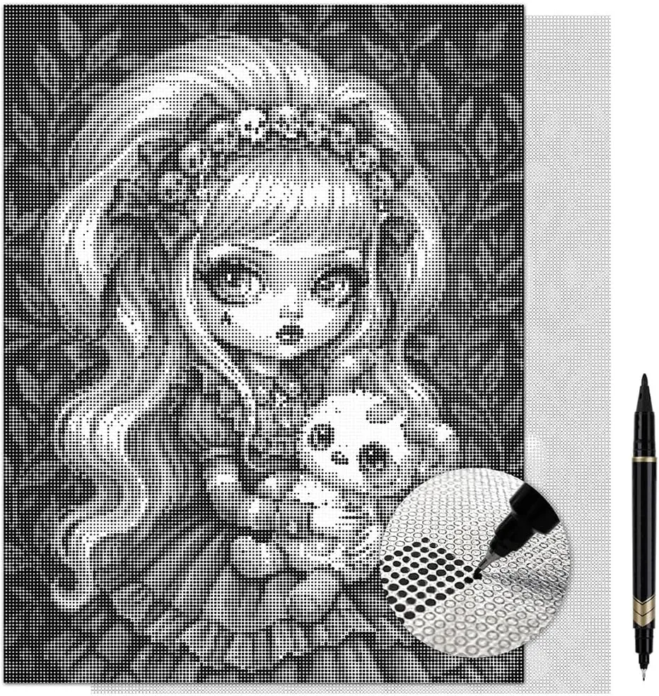 The Little Monster Gothic Doll Dot Painting Kit for Adults — 13×17 Canvas with Dual-Tip Marker