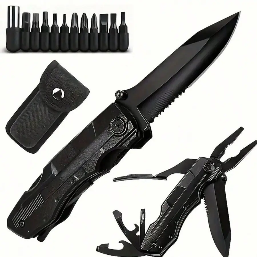 Multitool pocket Knife 16 in 1, with Saw, Blade, Plier, Screwdrivers, Bottle Opener, Folding knife, Portable Multipurpose Knives, for Camping, Survival Tools, Outdoor Survival knife, Emergency Use, Perfect Gifts for Men and Dads, Survival Gear