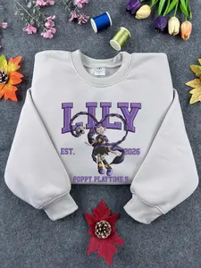 Lily Nightmare Critters Embroidered Sweatshirt – Cute Horror Game Cartoon Gift