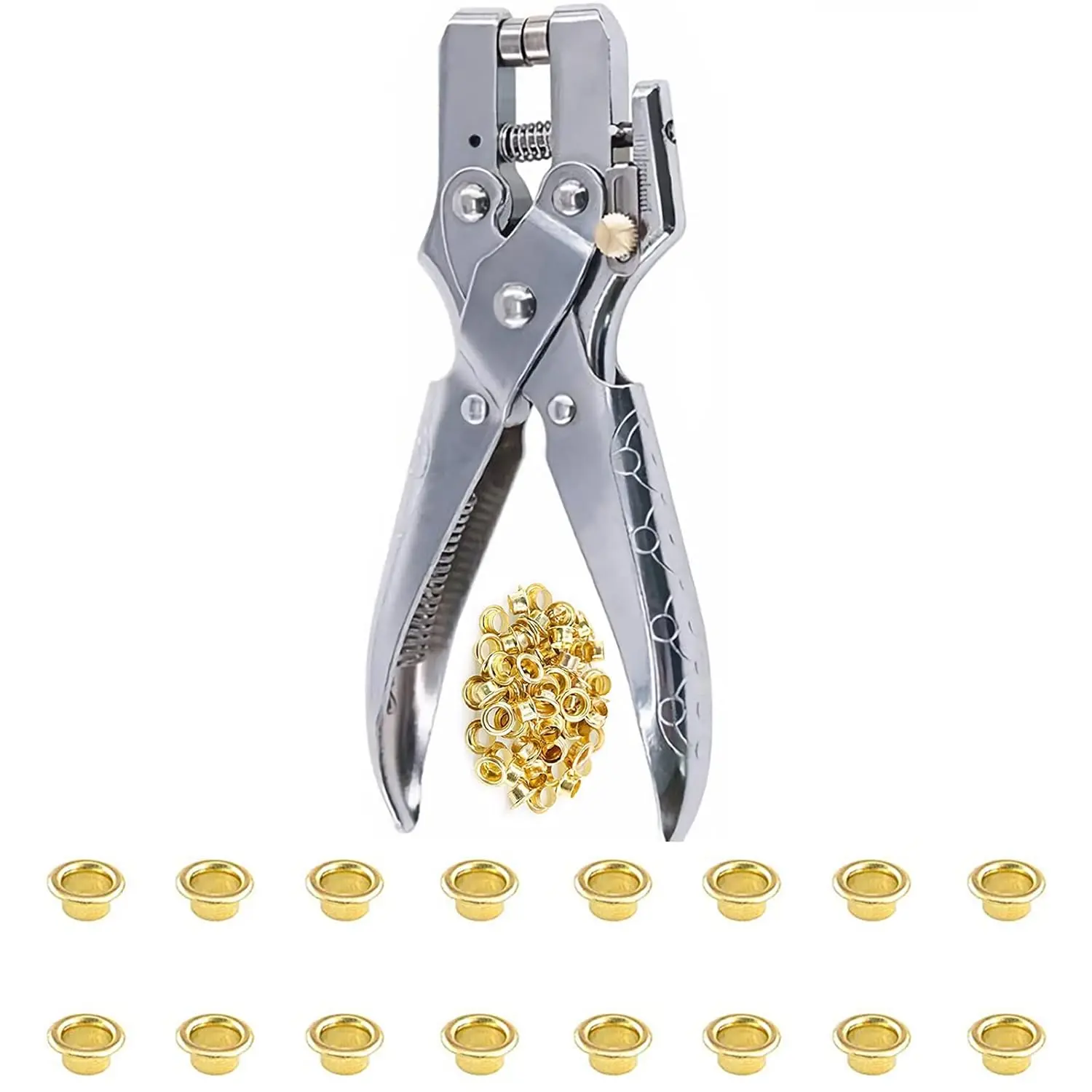 100 count Eyelets/Grommets Tool Kits with 3/16 Inch Eyelet Hole Punch Pliers,Metal Grommet Kit with Plastic Storage Case ,Grommet Eyelet Plier Set for Leather Cloth Shoe Eyelet Repair DIY Crafts