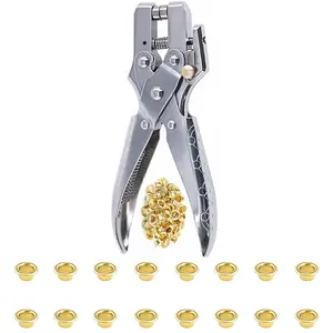 100 count Eyelets/Grommets Tool Kits with 3/16 Inch Eyelet Hole Punch Pliers,Metal Grommet Kit with Plastic Storage Case ,Grommet Eyelet Plier Set for Leather Cloth Shoe Eyelet Repair DIY Crafts