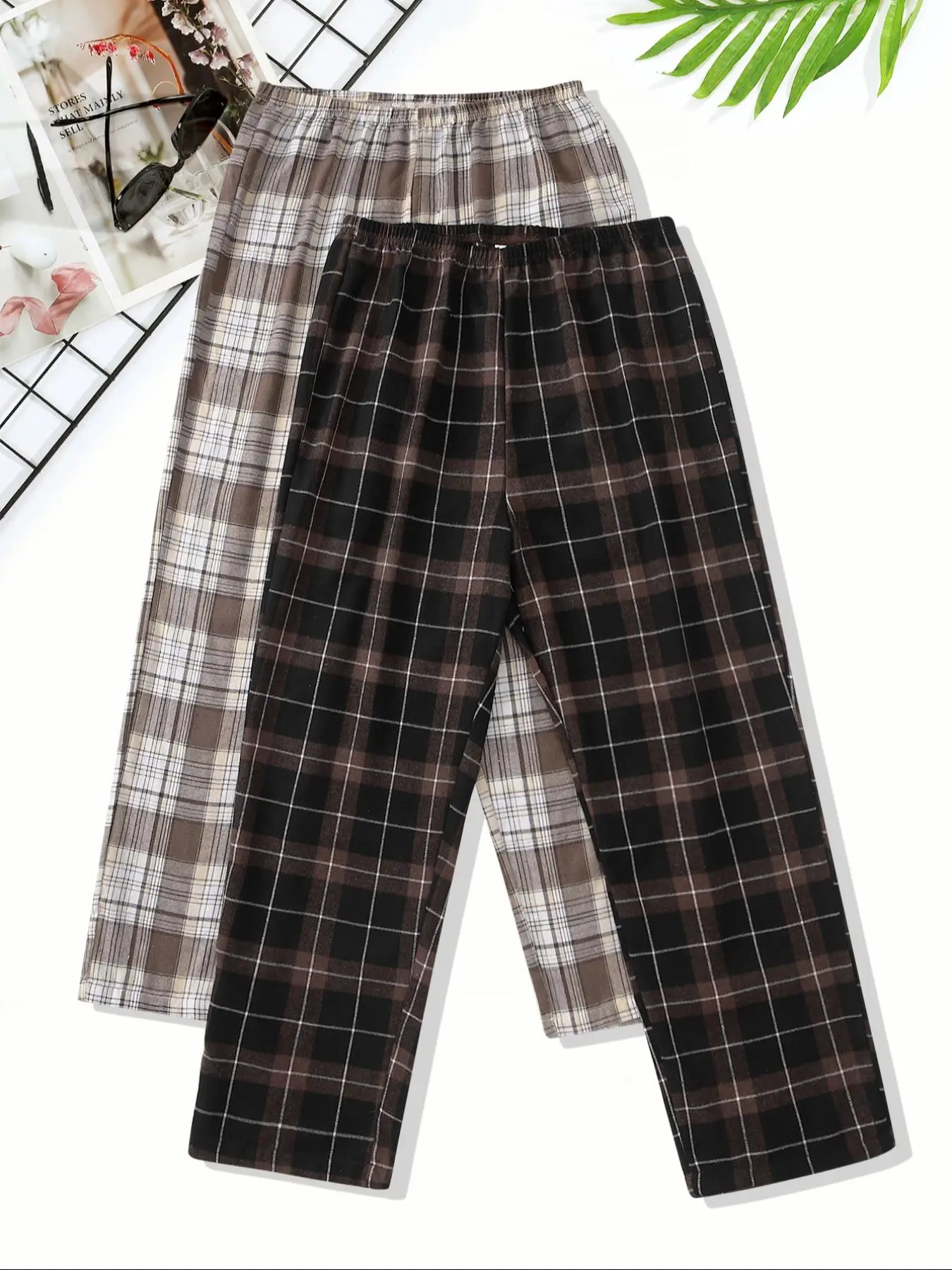 Men's Plaid Print Lounge Pants, Casual Comfy Breathable Trousers for Daily Wear, Men's Sleepwear & Loungewear for All Seasons