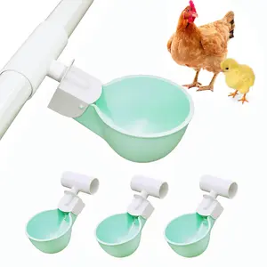 4PC Chicken Water Cups with PVC Tee Fittings for 1/2" Pipe, Automatic Chicken Watering System, Anti-Leak, Holds 50% More Water, Suitable for Chicks, Chicken, Duck, Quail, Birds, Turkey