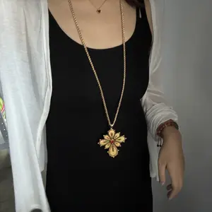 90cm/Golden Ethiopian Cross Pendant box Chain Eritrea Ethiopian jewelry