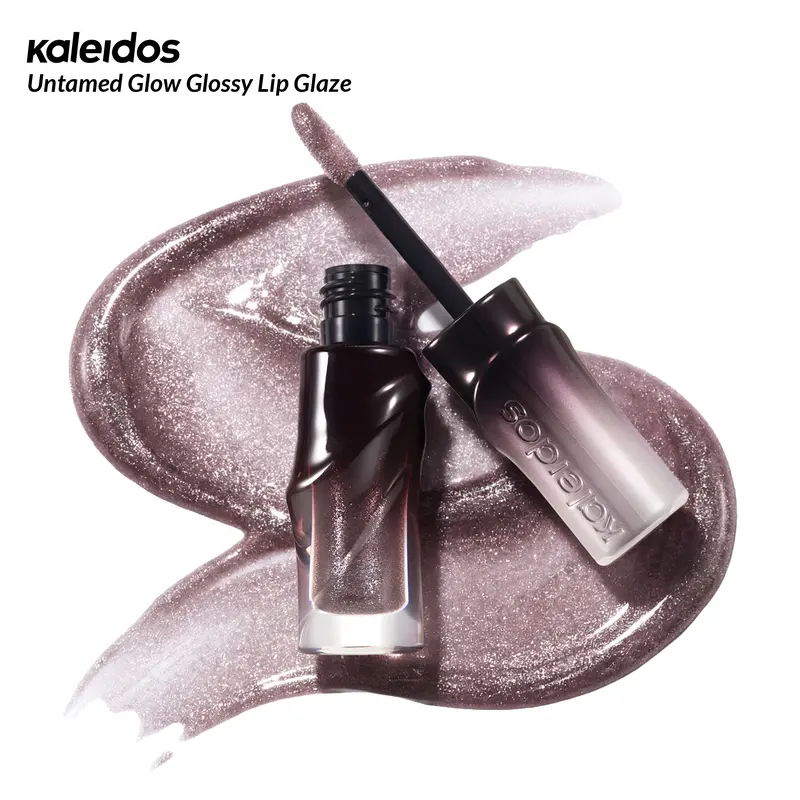 Kaleidos Untamed Glow Lip Lacquer - Women's Glossy Lip Balm with Vinyl-Like Shine, High-Beam Glitter, Golden Highlight, Shimmer, Glaze, Hydrate, Moisturize, Nourishing, Comfortable Luminous Finish for Versatile Occasions Makeup
