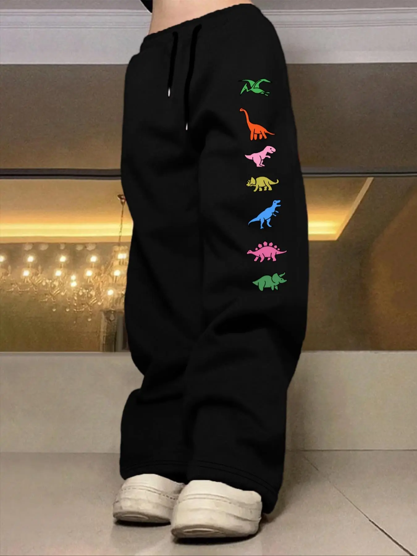 Men's Regular Fit Dinosaur Print Straight Leg Sweatpants, Street Fashion Casual Comfy Trousers for Daily Wear, Men's Bottoms for All Seasons