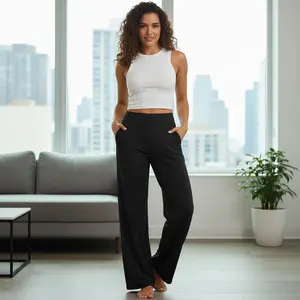 Women's Loose High-Waist Wide Leg Business Casual Pants - Comfortable Athletic Yoga Sweatpants with Pockets Perfect for Office Work Outdoor Activities Exercise Yoga Class Daily Wear Stretchy Breathable Fabric