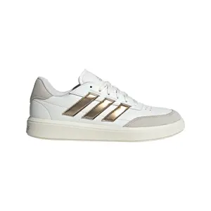 adidas Womens Courtblock Metallic Lace Up Sneakers Shoes Casual - White