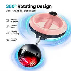 Weighted Hoop, 360° Rotating Hand-Crank Wrist & Forearm Trainer for Men and Women, Upper Body Strength Lightweight Portable Tool for Arms, Shoulders & Chest,  Portable Home and Gym Fitness Equipment with LED Light Up
