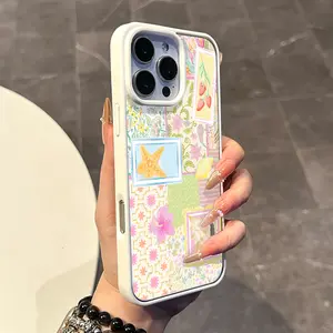 Magnetic Compatible Case for iPhone 17 16 E Pro Max 15 Plus 14 13 12 11 XS XR, Kawaii Summer Collage Pattern Pattern | Lightweight, Shockproof, Silicone, Aesthetic, and Scratch Resistant