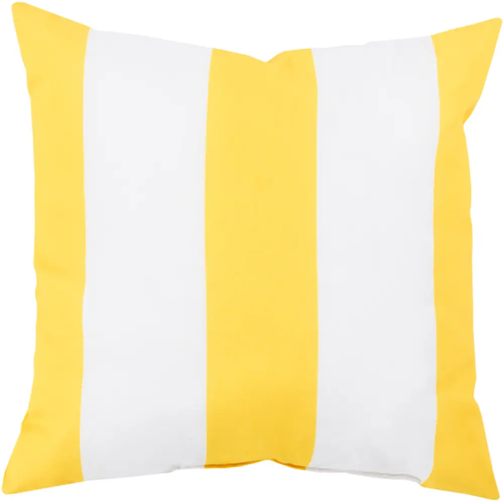 Livabliss RG157-1818 Woven Fabric Polyester Water-Resistant Rain Throw Pillow, 18x18x4 in, Bold Striped Lined Pattern, Yellow, Contemporary Indoor/Outdoor Home Decor for Any Room