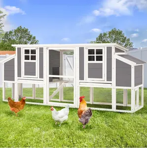 【2 packages arrived at different times】YODOLLA 98'' Extra Large Chicken Coop for 6-8 Chickens with Run, Wood Chicken House with 4 Nesting Boxes & Pull-Out Tray, Outdoor Hen Fence Poultry Pet Cage for Backyard