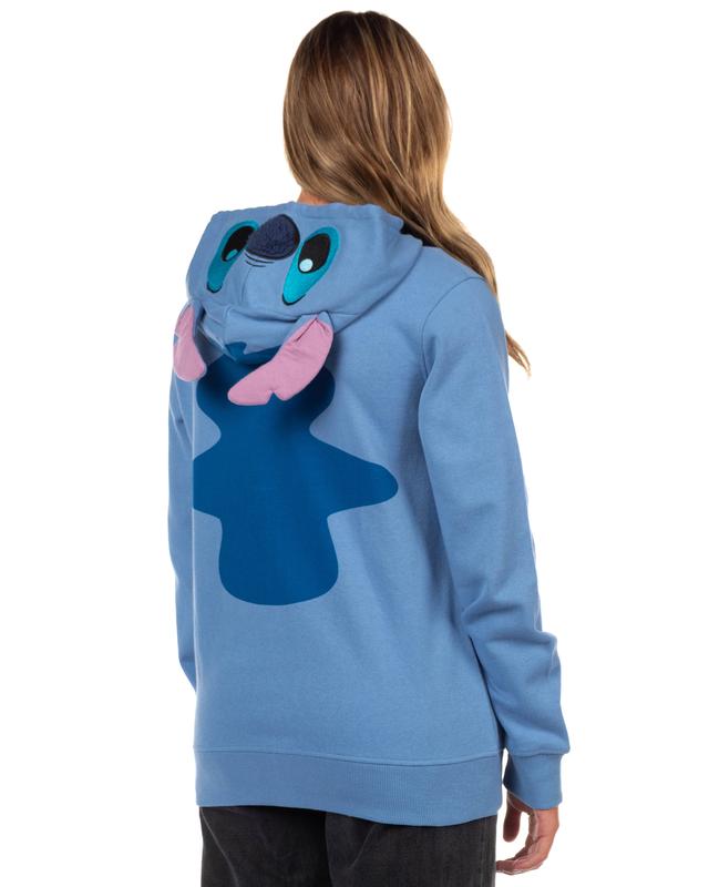 Disney Women's Lilo and Stitch I Am Stitch Costume Sweatshirt Zip Hoodie w/ Embroidered Face and Stand-Up Ears