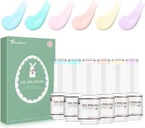 Nicedeco Easter Gel Nail Polish Set, UV/LED Soak-Off Gel Polish Nail Art Manicure Pedicure for Professional, Salon & Home Use - Long Lasting & Easy to Apply 6pcs x 8ml-Kit20
