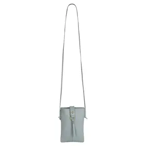 Jennie Small crossbody bag w/ slim strap closure & tassel - Cool Grey