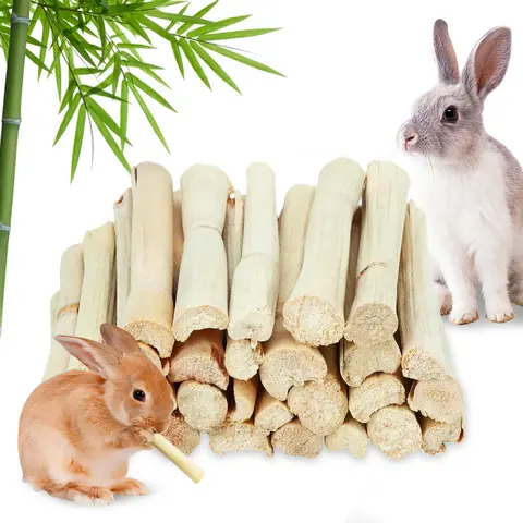 250g Natural Small Animal Molar Chew-Sticks - Durable Sweet Bamboo Coarse Fibre Treats, Ensures Healthy Dental Growth, Low in Calories, Prevents Overgrowth Pain, Aids Digestion for Rabbits, Guinea Pigs