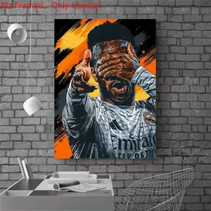 1 piece/set frameless canvas painting print poster, Classic Football player art，Vinicius Jr. Real Madrid Celebration， a perfect gift for football loves, ideal gift for bedroom, living room, dorm hallway, kitchen, mural, wall decoration, room decor