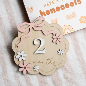 Baby Month Milestone Wooden Sign, Infant Growth Photo Prop, Newborn Photography Accessory, Wood Milestone Record Board, Decorative Plaque