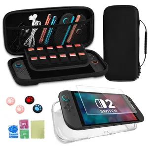 SQ-RDC017 Carrying Case for Nintendo Switch 2, Hard Shell Portable Travel Slim Bag,Accessories Bundle Kit for Nintendo Switch 2 Accessories TPU Case for Switch 2,12 Card Slots,4X Joystick cap,Screen Protector