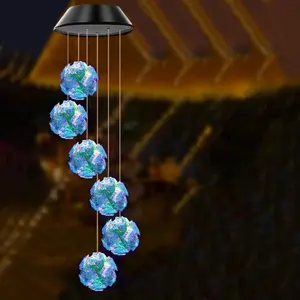 Solar Blue Laser Hydrangea Wind Chime Light, Variable Color LED, Outdoor Lantern for Garden, Courtyard, Porch, Perfect Gift for Mom