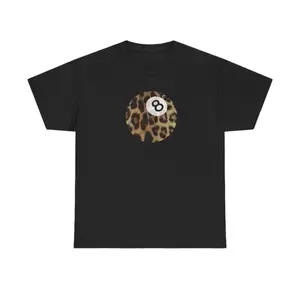 180gLeopard Eight Ball Graphic Tee for Men Streetwear Short Sleeve T Shirt Vintage Printed Shirt Guys Gifts