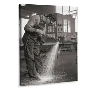 Vintage Old Photo Welder Wall Art Black And White Workshop Wall Art Decor Poster