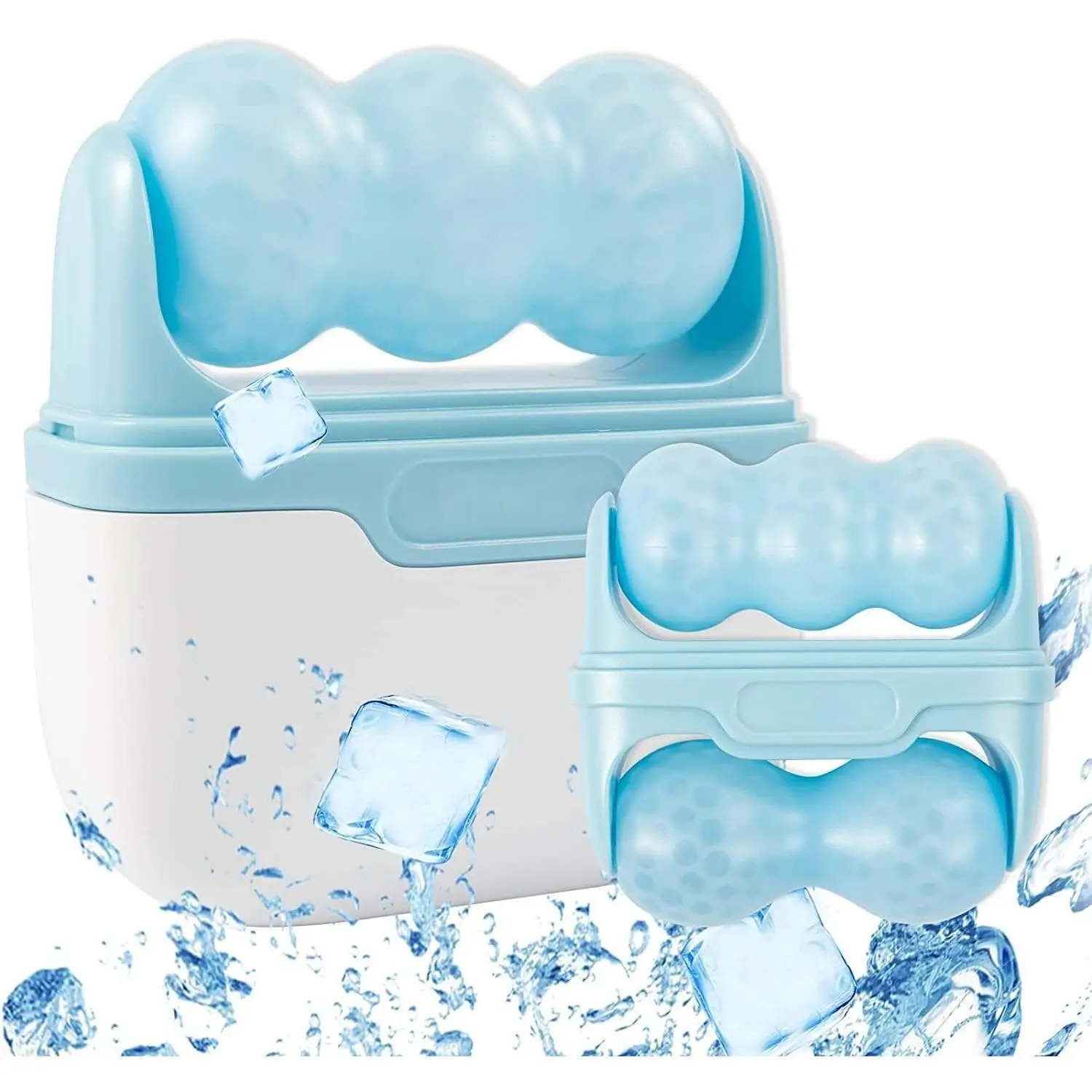 Mini 2-in-1 Facial Ice Roller Portable Cold Massage Tool with Storage Box Face Eye Skin Care Instrument Reduce Puffiness Comfort Skin Practical Daily Beauty Gift for Women