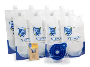 StopLossBags Modern Airtight Paint Saver Storage Kit with Lid, 8-Pack Stand-Up Pouches Bundle for Contractors - Eco-Friendly, Mess-Free Paint & Stain Organizer with Funnel, Filler Clip for DIY Home Projects