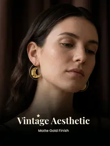 Matte Moon Geometric Earrings Vintage Minimalist Design Large Abstract Statement Earrings Retro Style Women Jewelry