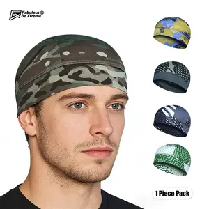 Unisex Skull Cap for All Seasons, Outdoor Sun Protection Quick-Dry Headband, Camouflage Print Elastic Cold Hat, Fitness Running Beanie, No Brim Hat