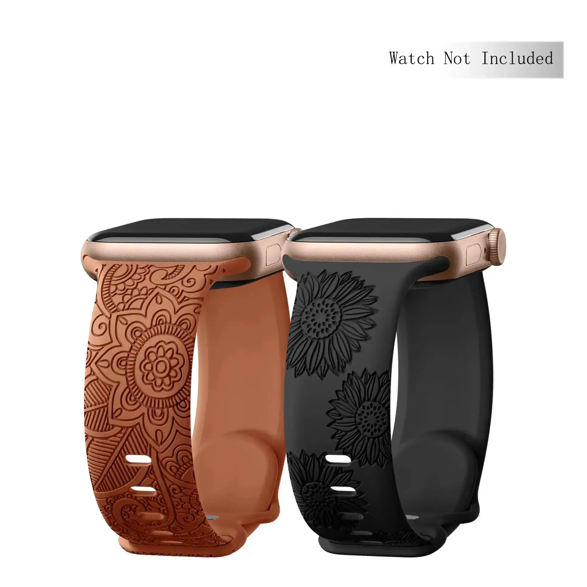 Floral Pattern Soft Silicone Sport Watch Band, 2 Counts Trendy Floral Pattern Replacement Watchband for Women, Wearable Accessories for Apple Watch Ul