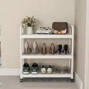 Rolling Shoe Rack Organizer with 360° Wheels - Multi-Tier Plastic Storage Shelf, Heavy-Duty Non-Wobble Design, Space-Saving Hollow Panels for Entryway, Dorm, Apartment - Easy Assembly, No Metal Parts, Shoe Storage Organizer, Organizer, Sturdy Construction