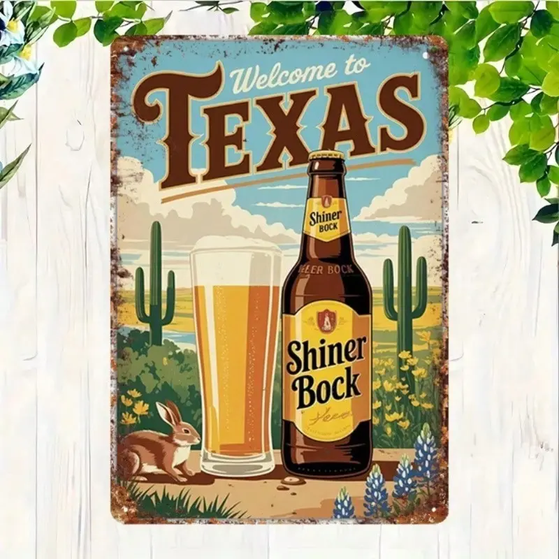Vintage Shiner Bock Motorcycle Aluminum Wall Art Vintage Design Artistic Retro Artwork 8x12 Inch Man Cave Garage Bar Home Decor