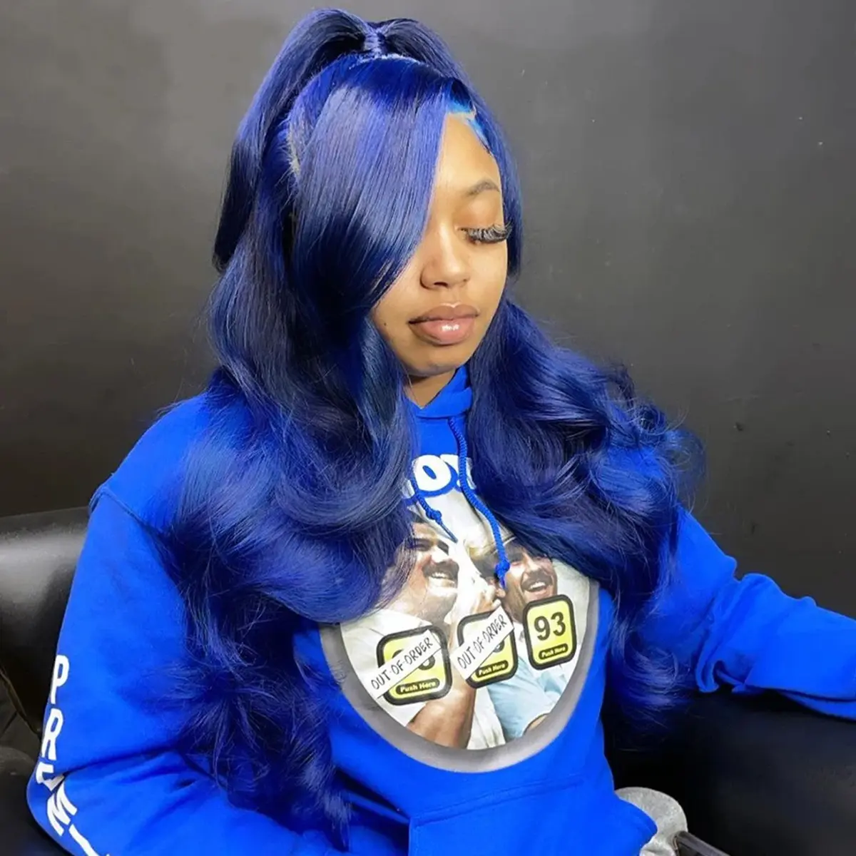 Midnight Blue Colored 13x4 Lace Front Wigs Human Hair 200% Density Dark Blue Body Wave Lace Frontal Wigs For Women 13x4 Glueless Lace Frontal Wig Pre-Plucked With Baby Hair Can Do Ponytail, Heat Resistant