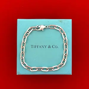 Pre-owned Tiffany & Co. Sterling Silver 925 (Ag925) Small Leather Goods Ellipse Silver Bracelet