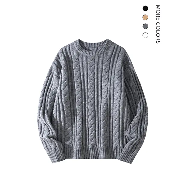 Men's Simple Round Neck Longsleeves Knitwear - Casual Lightweight Knit Pullover, Cozy Soft Stretchy Solid Fabric, Ribbed Hem, Versatile Fall Apparel (Beige, Black), Casual Cozy Pullover, Menswear Tops, Clothes, School, Thanksgiving, Polyester
