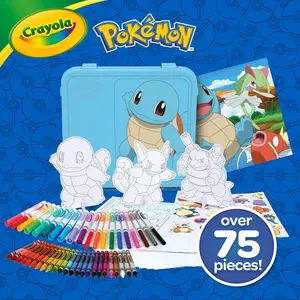 Crayola Pokémon Squirtle Coloring Art Case (71+ pcs), Kids Art Set, Coloring Pages and Markers, Pokemon Toys, Holiday Gift for Kids, 4+