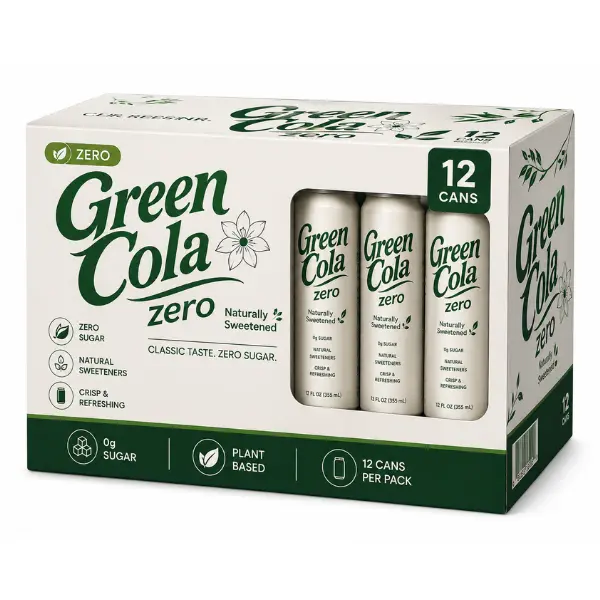 Green Cola 0 Sugar Cola Soda – Refreshing 0-Calorie Carbonated Soft Drink