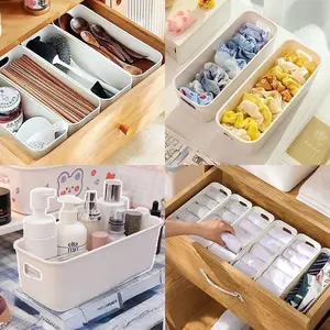 Rectangular Storage Box Drawer Organizer, Living Room Snacks Stationery Cosmetics Holder, Stackable Plastic Container, Kids School Supplies Basket