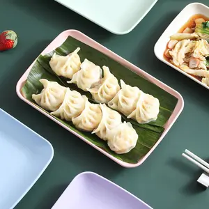 1pc, Rectangular Plate, Hot Pot, Barbecue Dinner Plate, Dumpling Rice Noodles Plate, Household Plastic Serving Plate