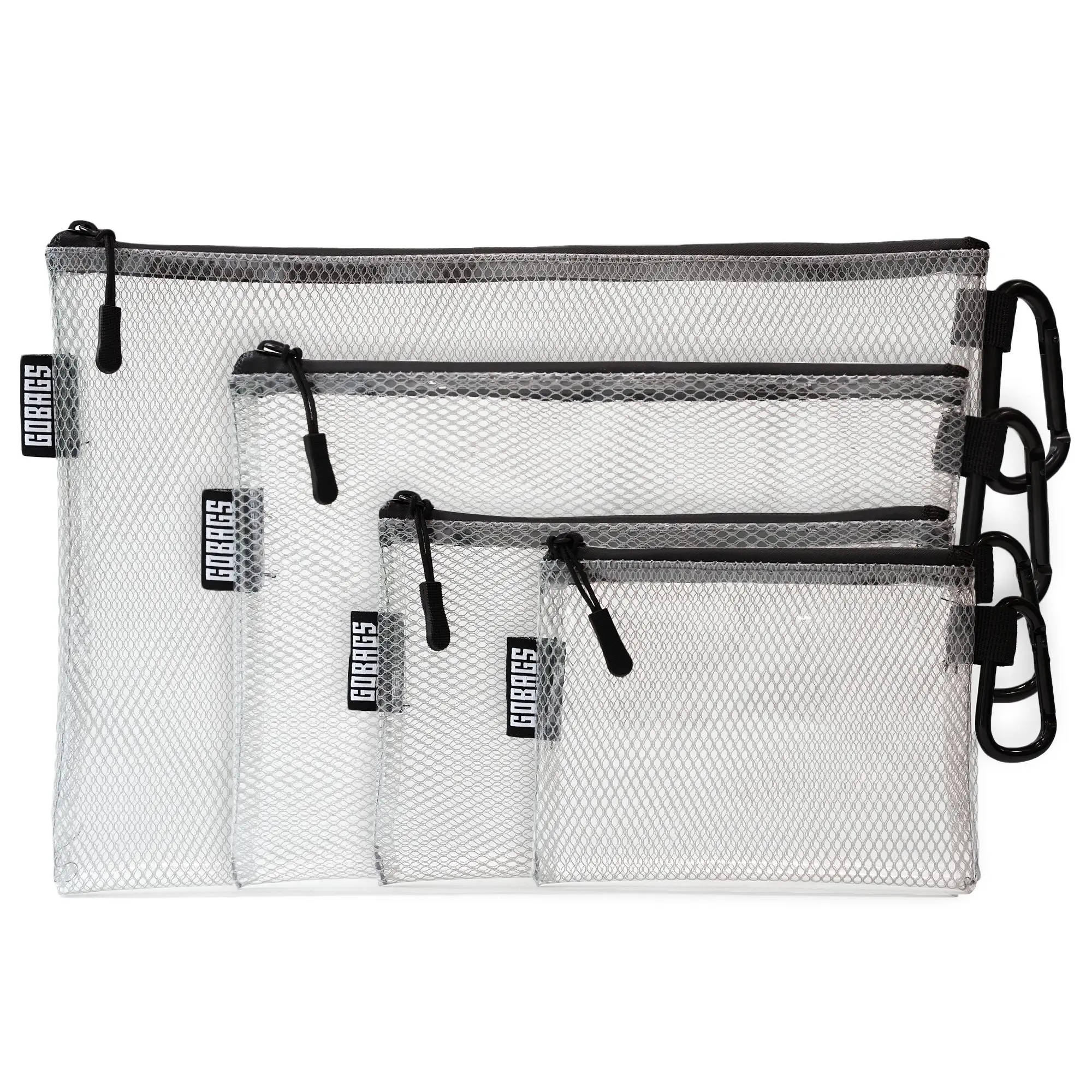 Air Zipper Bags - Multi-sized Electronics & Camera Accessories Bag - Travel Cable organizer, Gear Accessory Pouch, Travel Camera Essentials, (Clear, 4 pack) Photography Lighting Kit Transparent