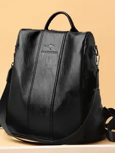 Soft leather anti-theft backpack for women, large capacity commuter bag, multiple carrying method, single shoulder crossbody, versatile, wear-resistant, fashionable, simple and atmospheric women's backpack