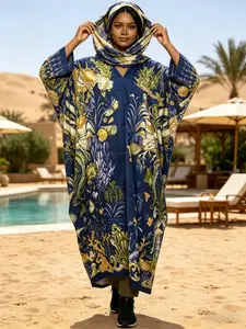 Essential marine plant print long robe dress cardigan blouse (two-piece set) for summer 2026, women's fashion scarf and shawl set, women's swimsuit paired with fashion accessories, bikini swimsuit shirt beach skirt/American anniversary edition
