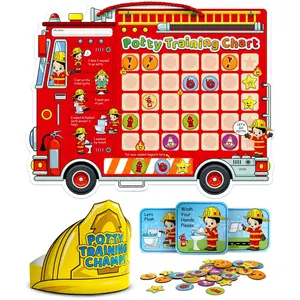 Potty  Chart with 35 Stickers, 3 Reminder Stickers and Crown for  Boys and Girls - Potty  Rewards for  - Fireman