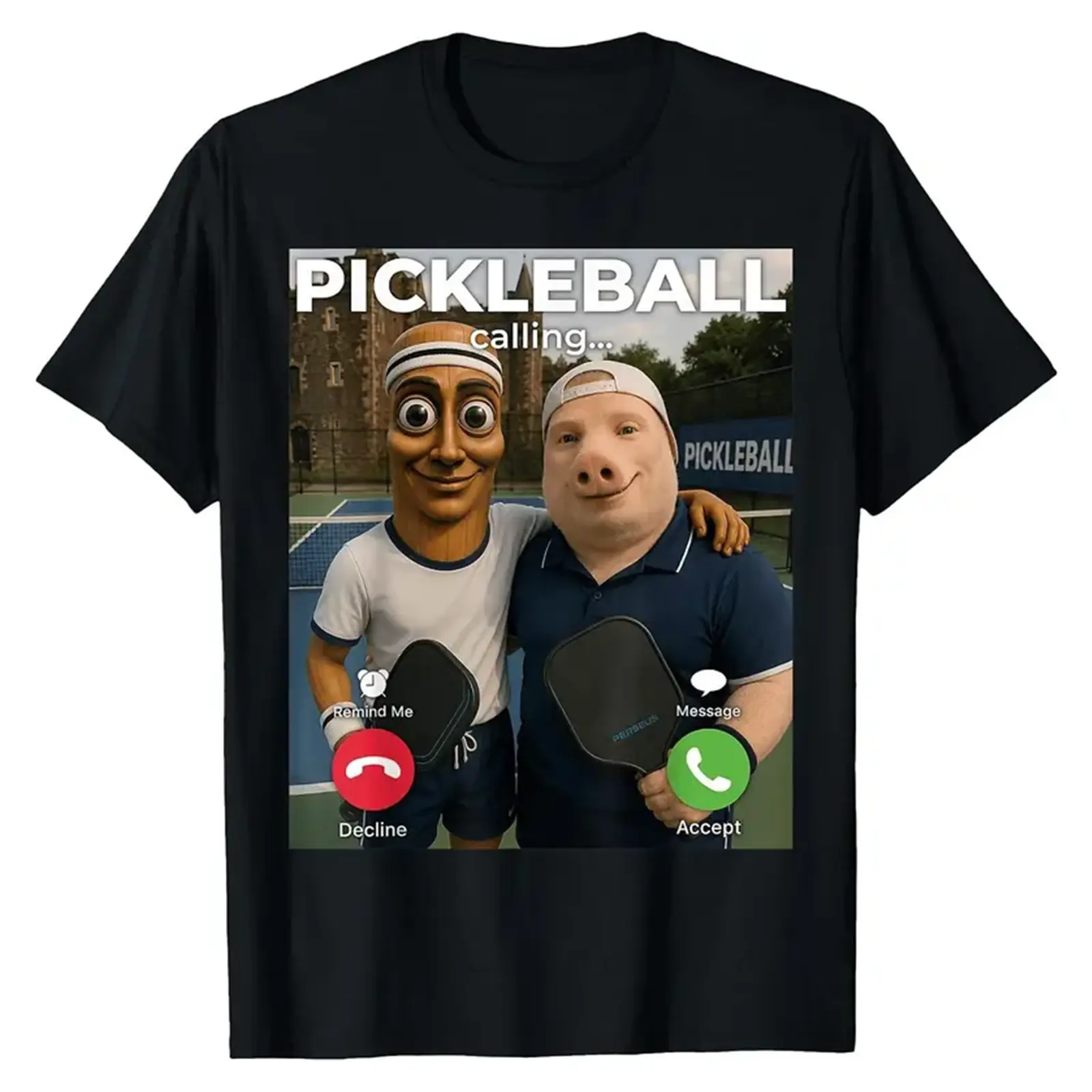 Unisex Premium Soft Cotton Pickleball Meme T-Shirt - Viral Cartoon Crew Neck, Breathable Short-Sleeve Sport Top, Sport Lover Gift