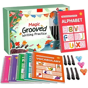 TIME X Magic Grooved Writing Practice Books,    Handwriting Practice Workbooks for  Ages 3-8, Large  Writing Books with Disappearing Ink for  5-7 (Practice 6-Books)