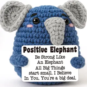 Adorable Positive Energy Gift for Men/women, Inspirational Christmas Gift, Birthday Exchange Gift, Friend/coworker Gift, Crochet Elephant